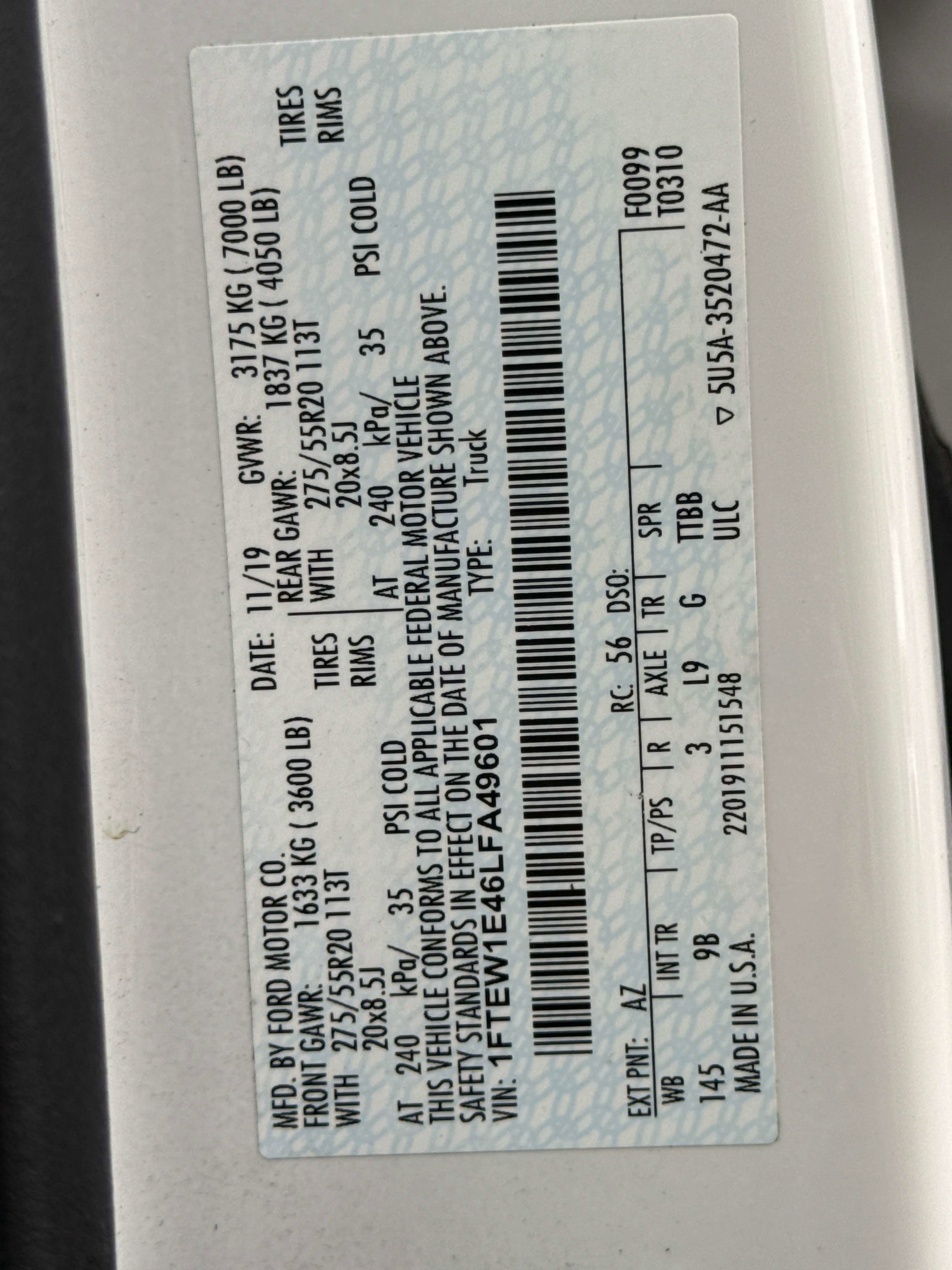 2020 Ford F-150 Platinum