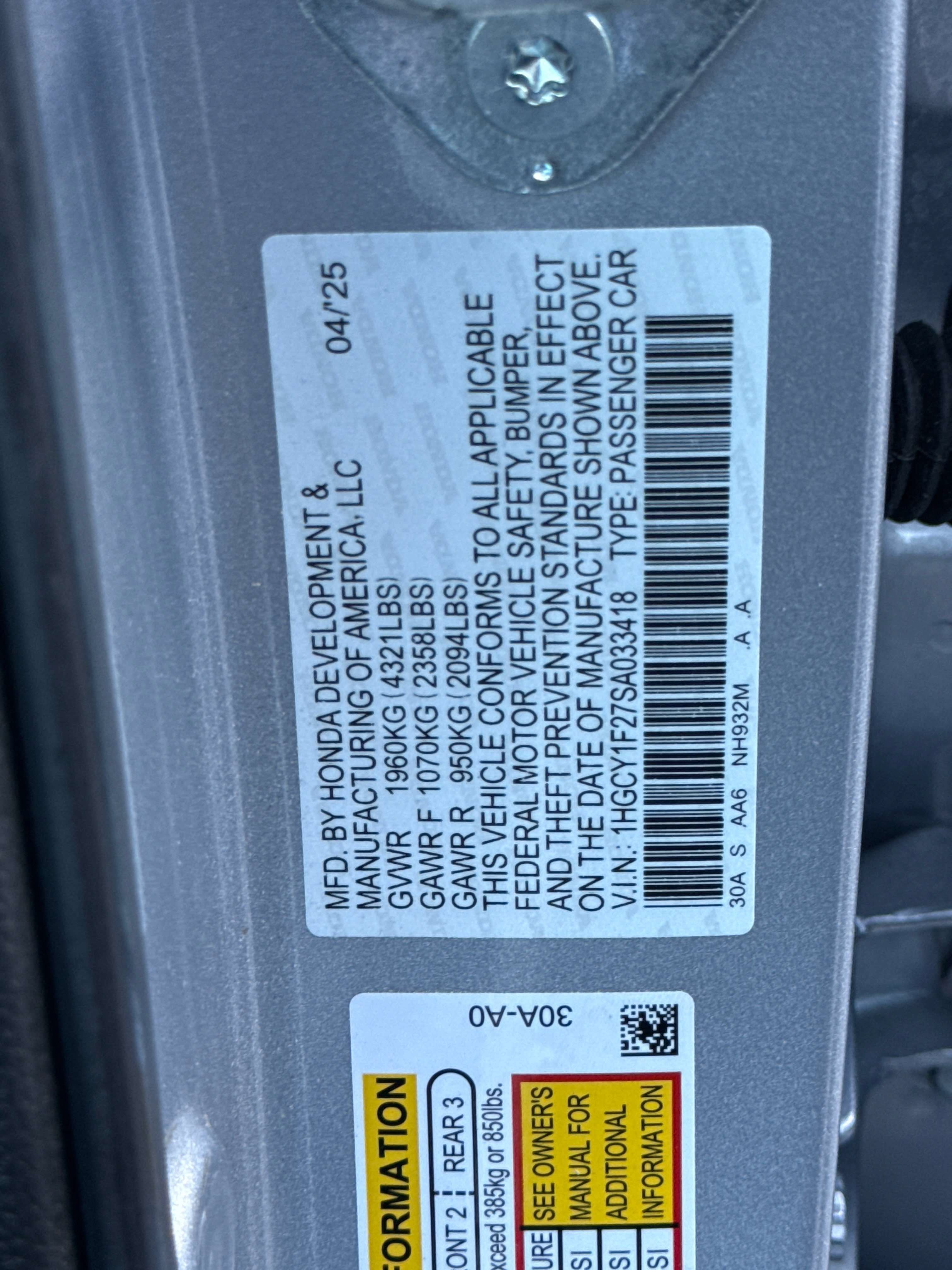 2025 Honda Accord LX
