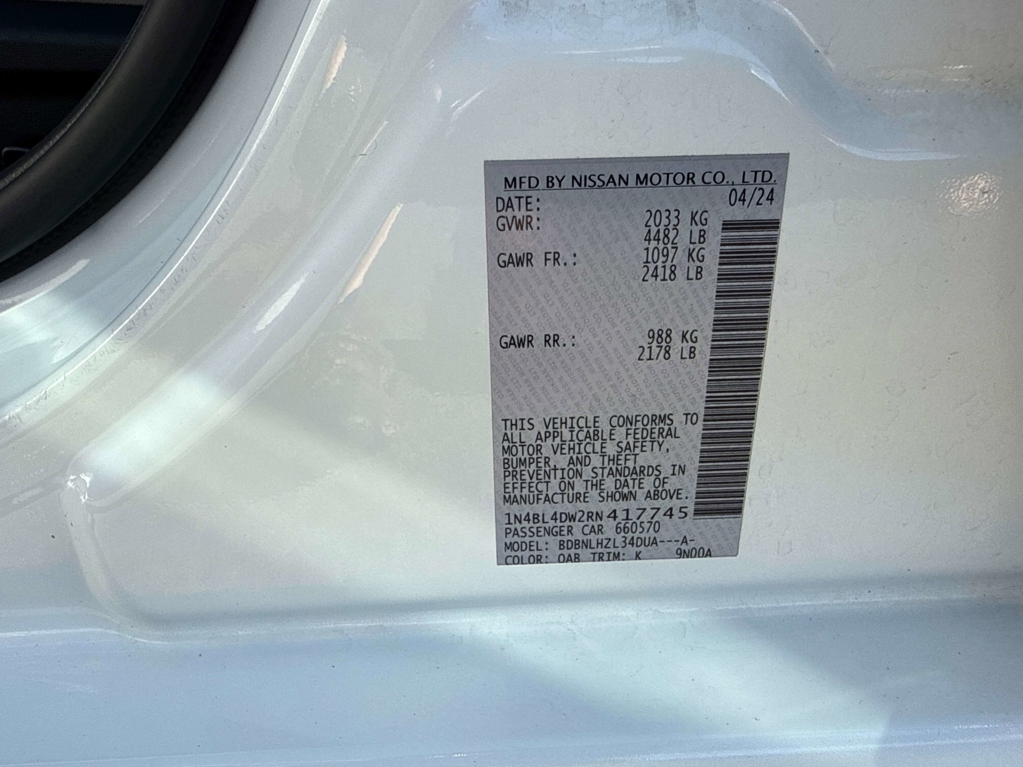 2024 Nissan Altima 2.5 SV