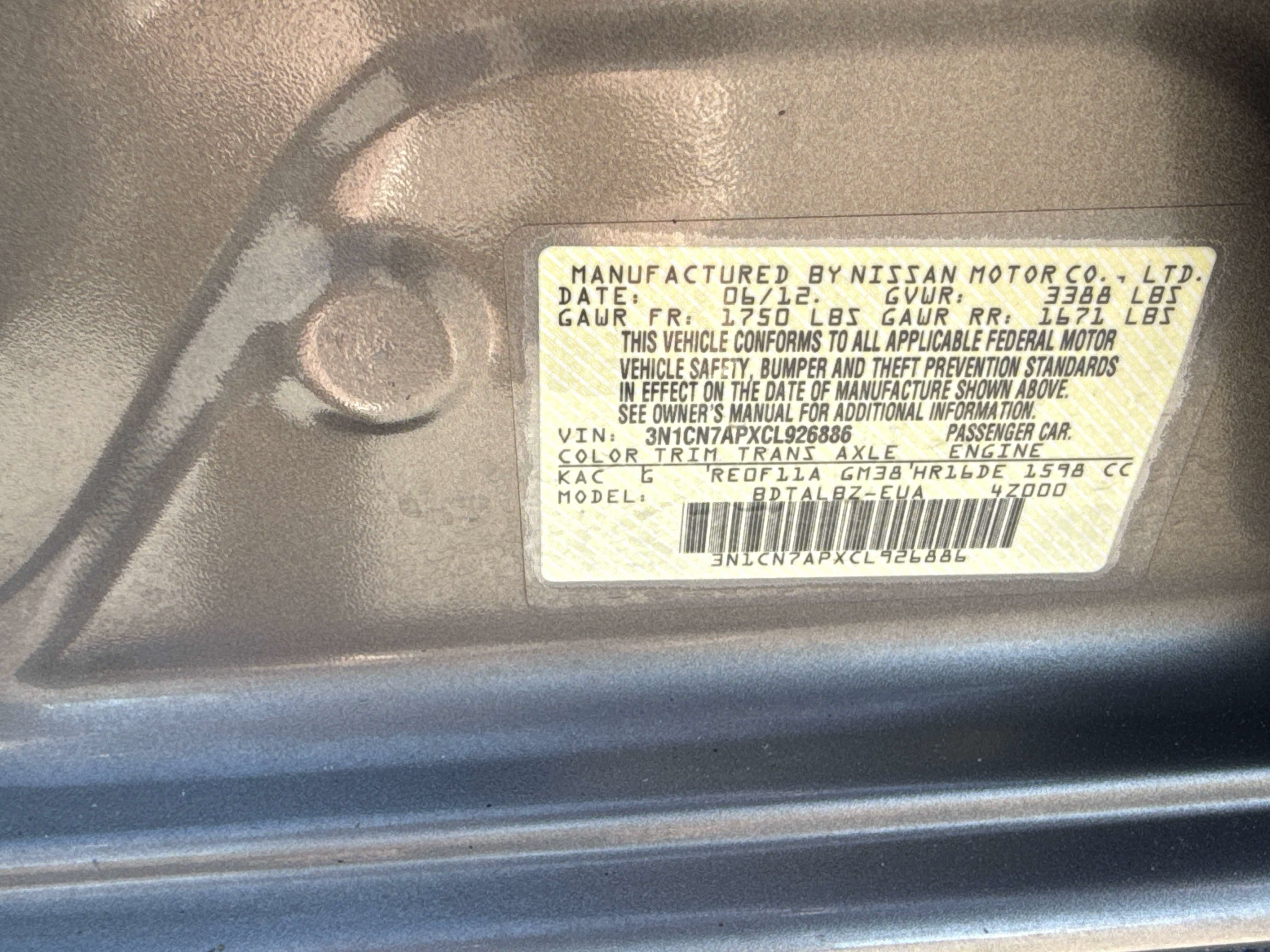 2012 Nissan Versa SV