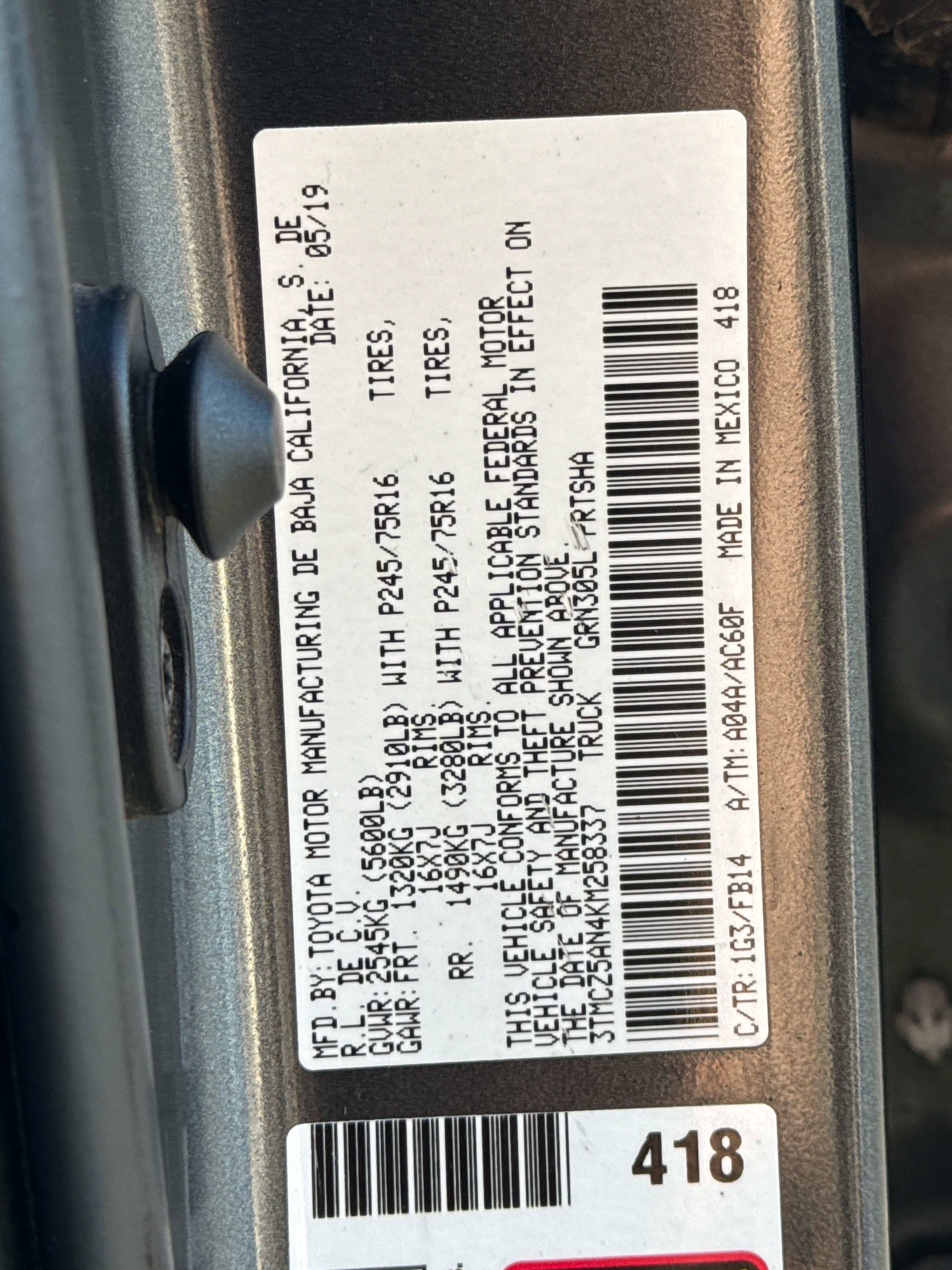 2019 Toyota TACOMA SR SR