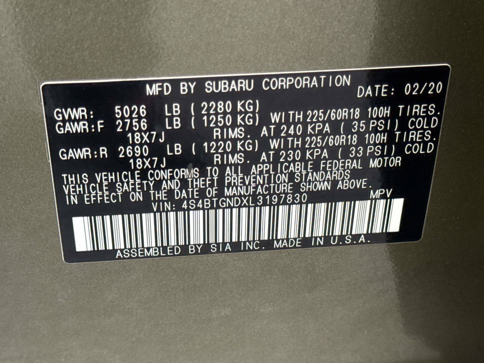 2020 Subaru Outback Limited XT