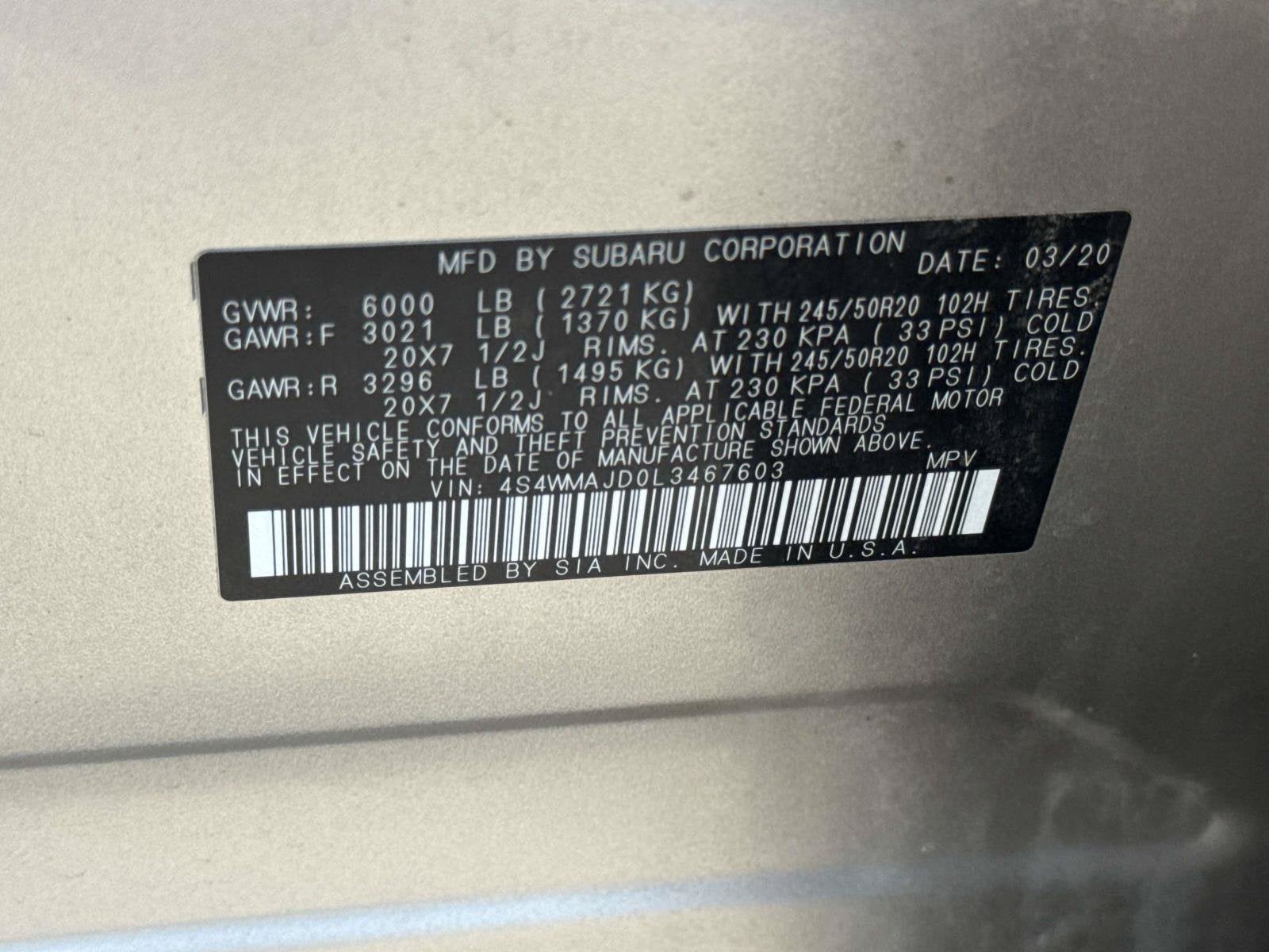 2020 Subaru Ascent Limited