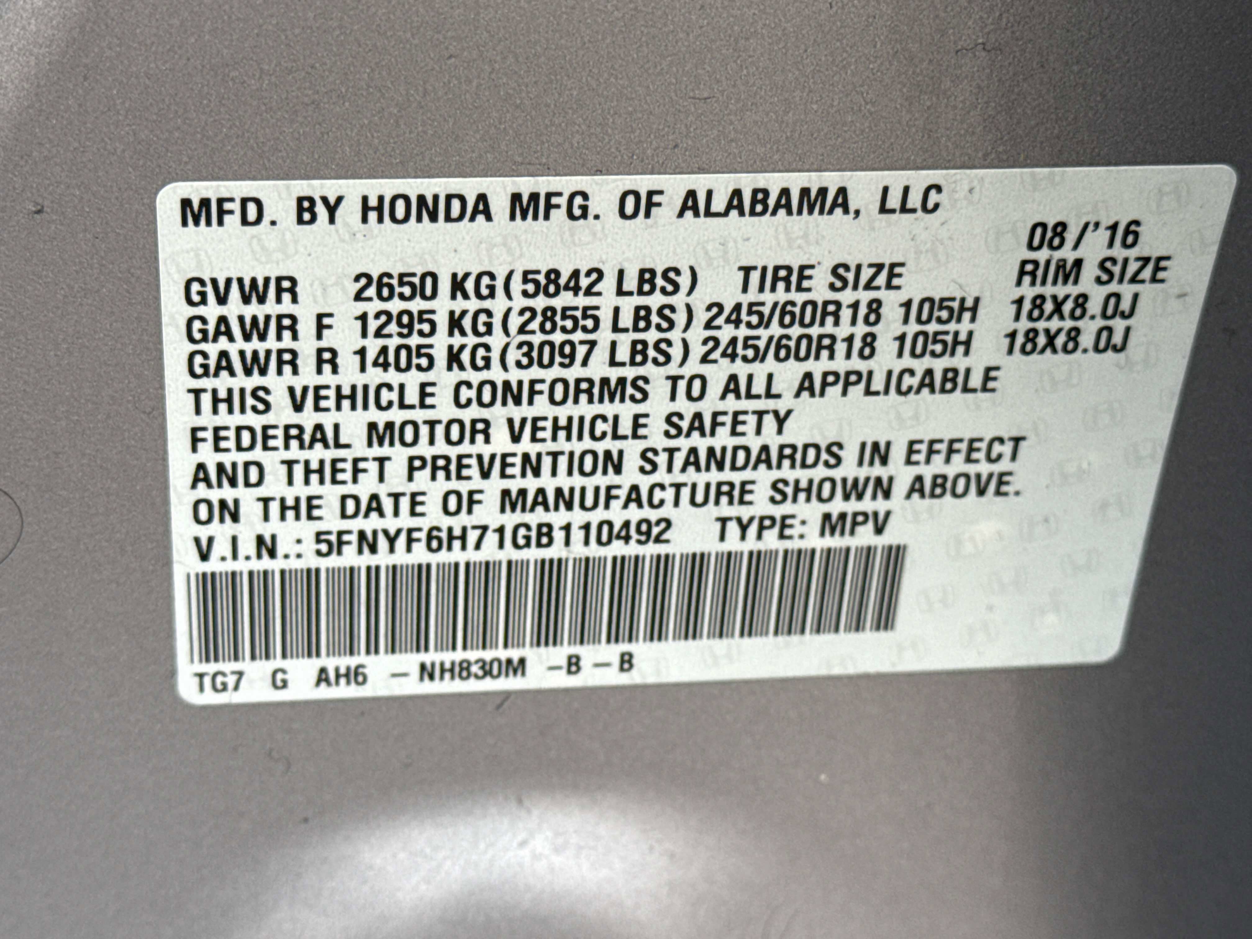 2016 Honda Pilot EX-L