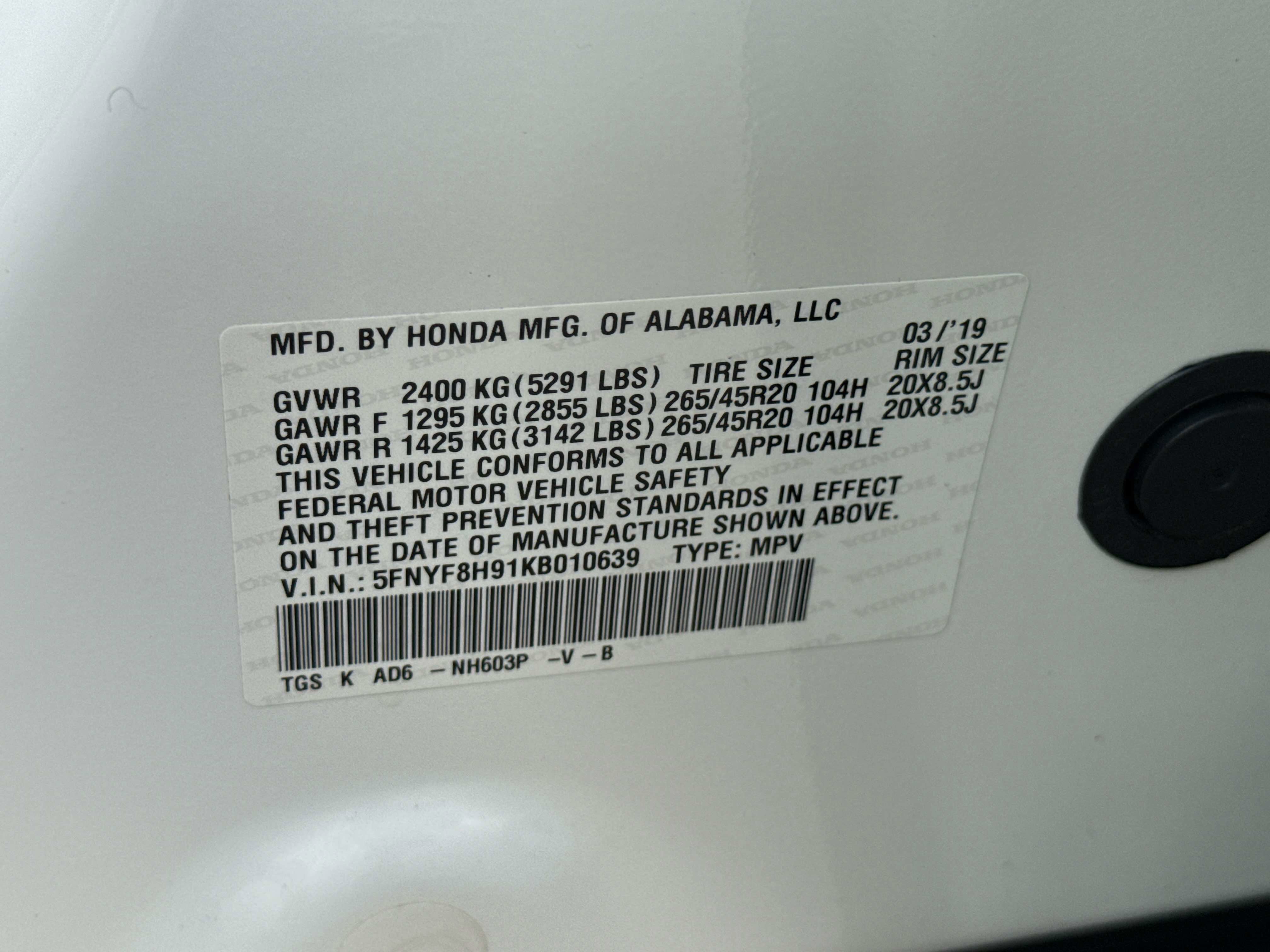 2019 Honda Passport Touring