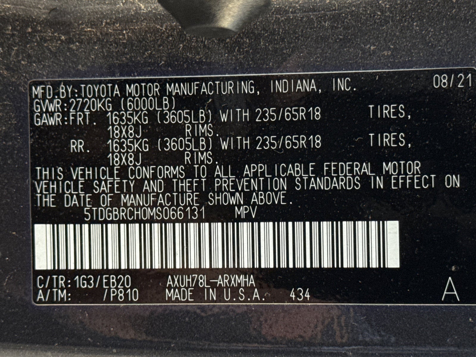 2021 Toyota HIGHLANDER HYBRD Hybrid XLE