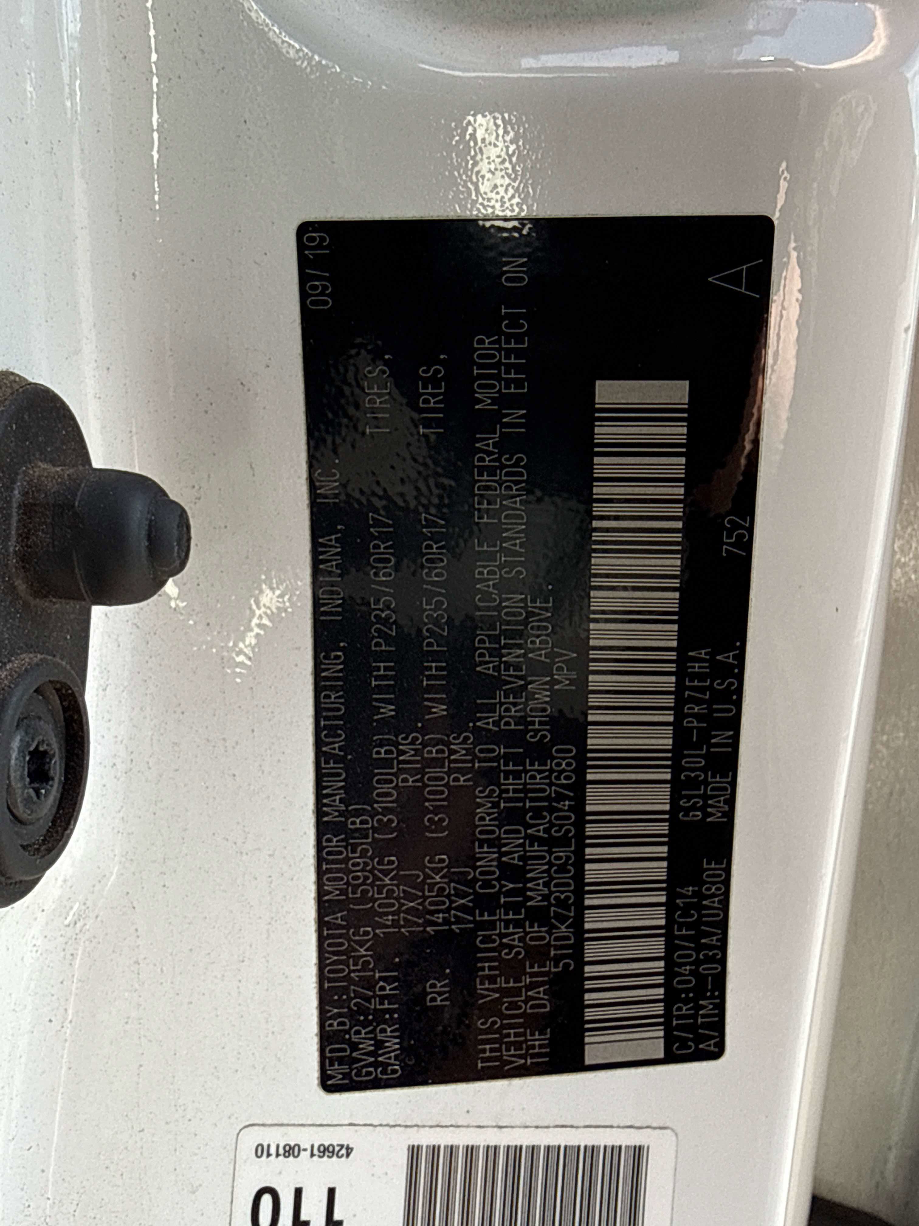 2020 Toyota SIENNA LE 3.5L LE