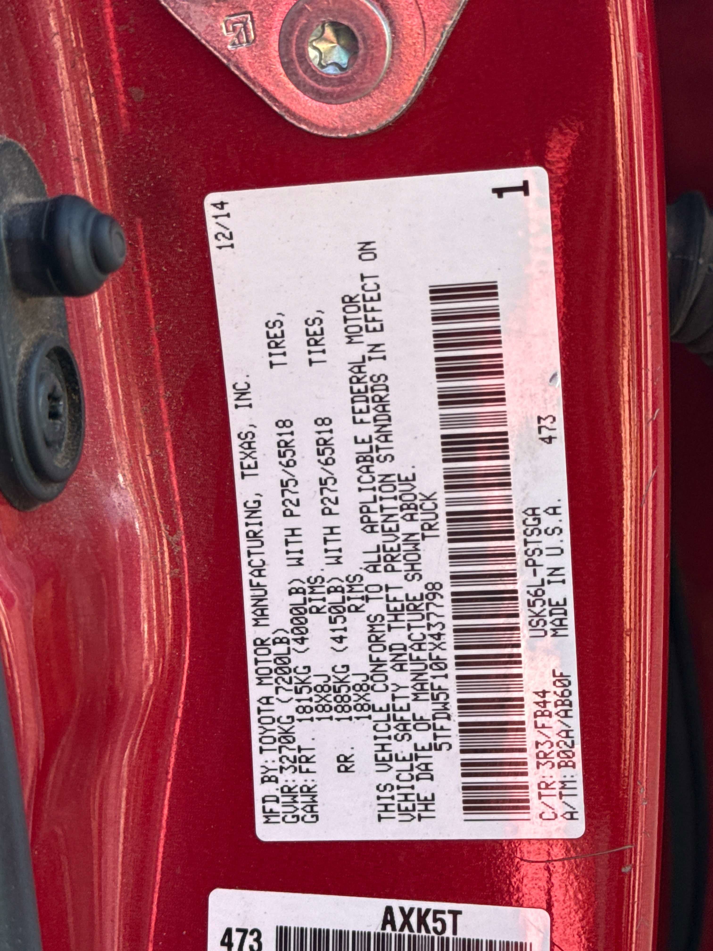 2015 Toyota TUNDRA 4X4 SR5