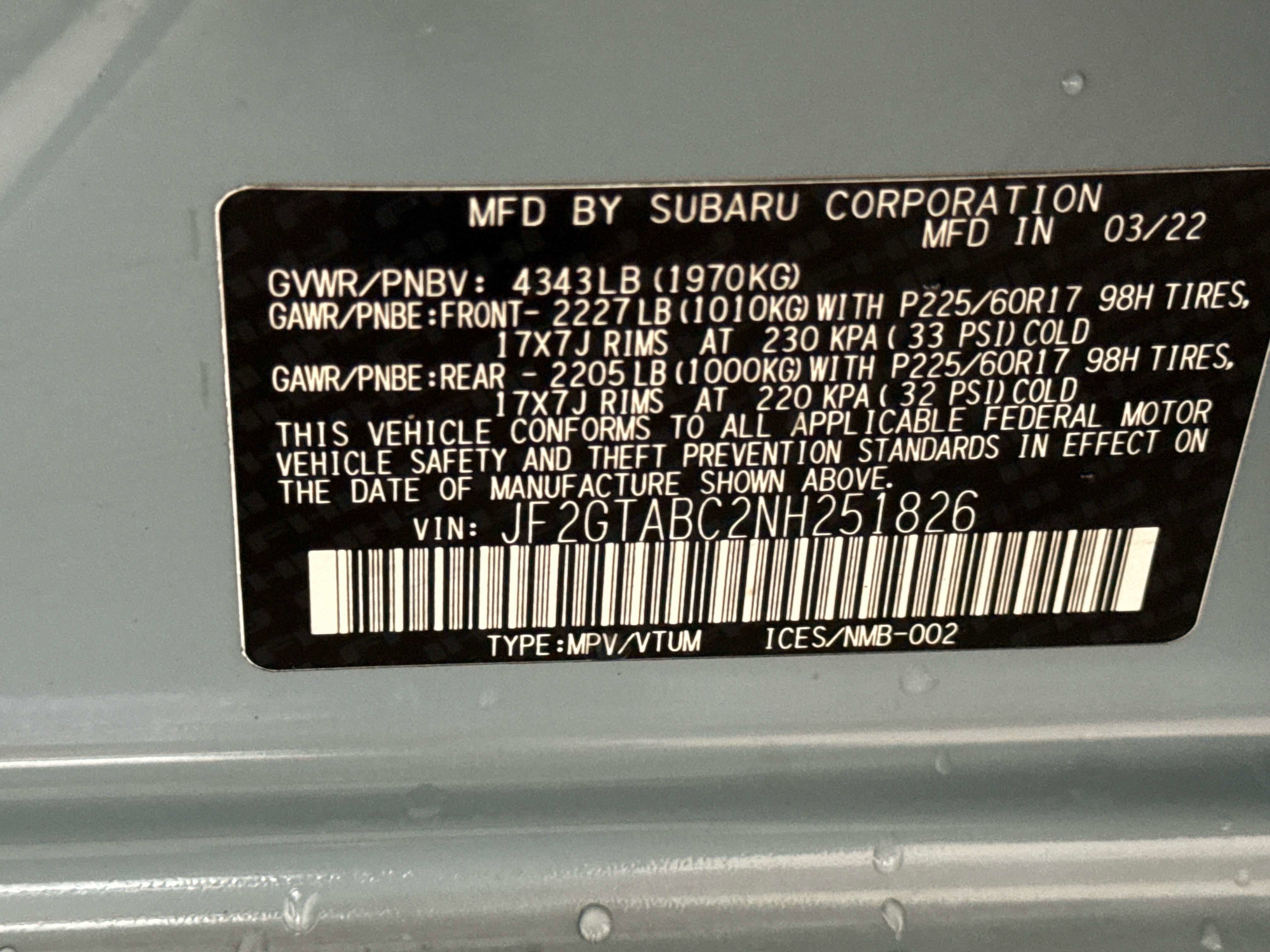 2022 Subaru Crosstrek CVT