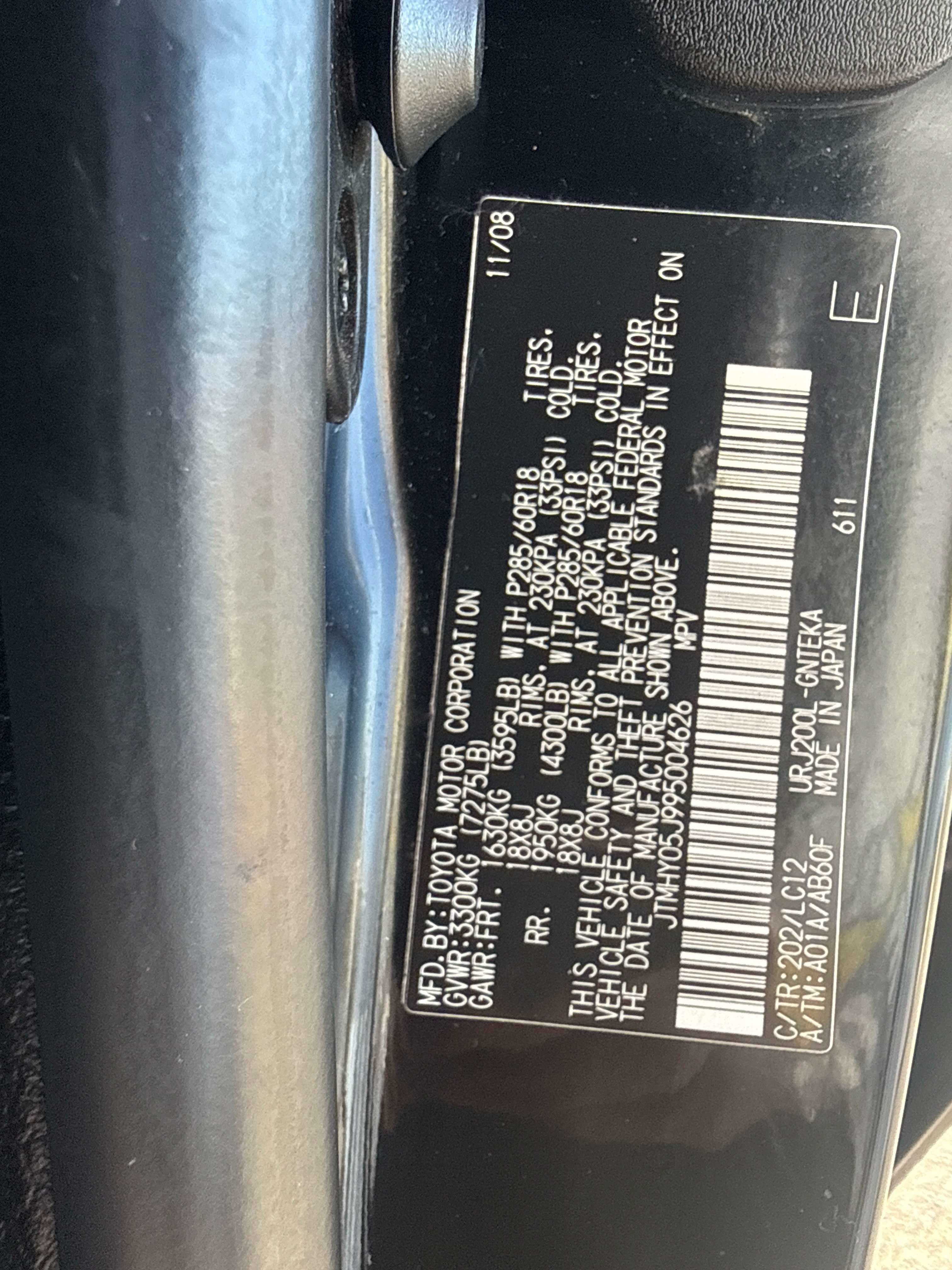 2009 Toyota LAND CRUISER 4dr 4WD (Natl)