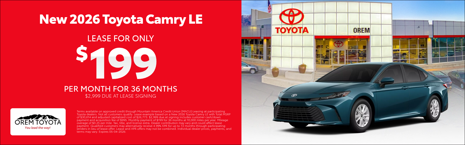 New 2026 Toyota Camry Special