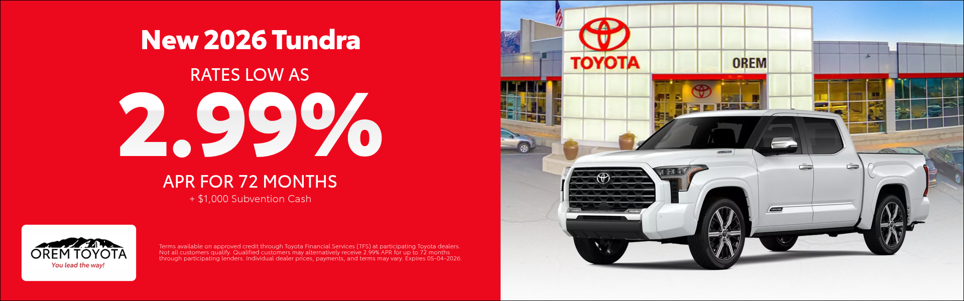 New 2026 Tundra Finance Special