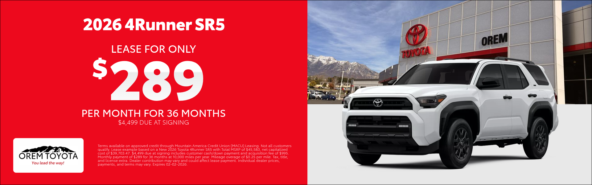 New Toyota 4Runner Special