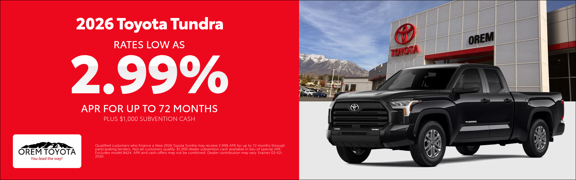 New 2026 Tundra Finance Special