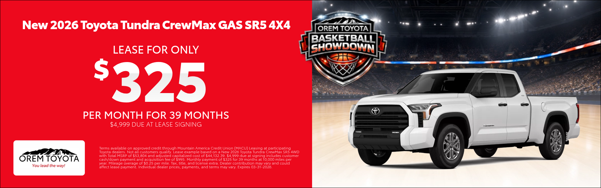 New 2026 Toyota Tundra Lease Special