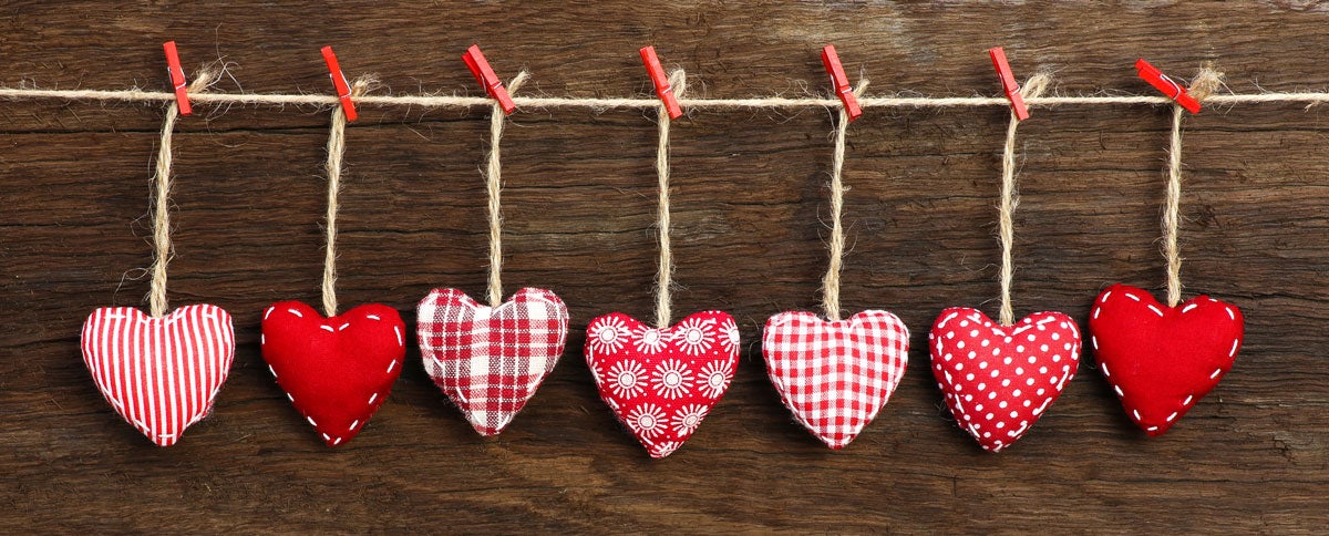 Hearts on a wooden background